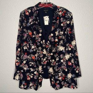 NWT Lane Bryant Petite Navy Blue Floral Blazer 28P